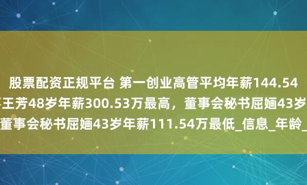 股票配资正规平台 第一创业高管平均年薪144.54万：总裁及非独立董事王芳48岁年薪300.53万最高，董事会秘书屈婳43岁年薪111.54万最低_信息_年龄_数据